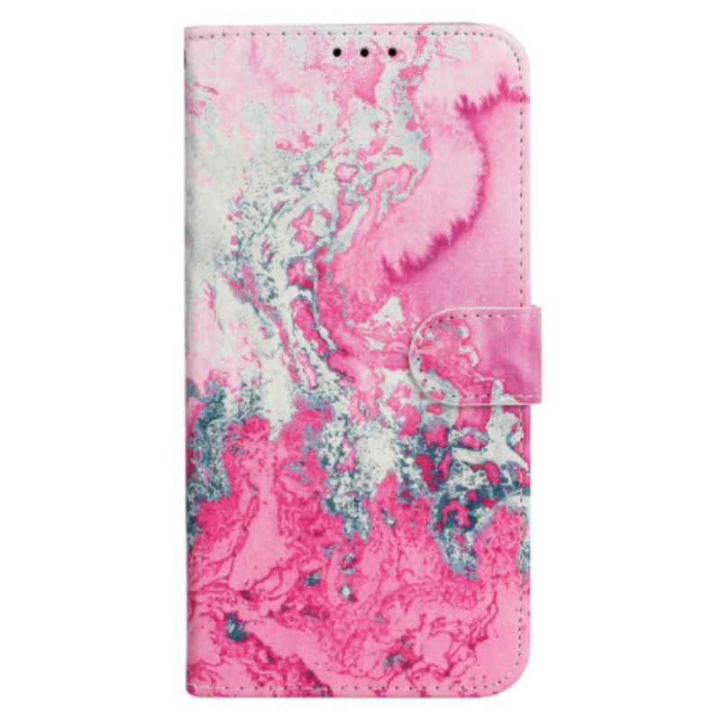 Flip Cover Til iPhone 16 Plus Navy Pink Marmor