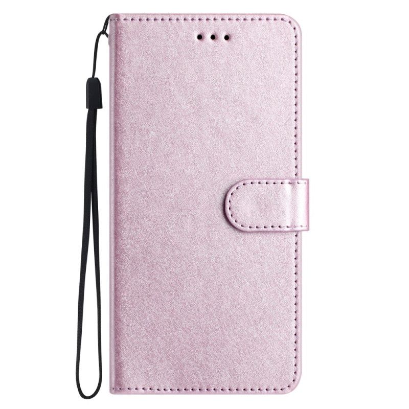 Læder Cover iPhone 16 Plus Telefon Etui Strappy Silk Texture