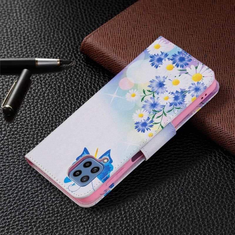 Flip Cover Samsung Galaxy M32 Malede Sommerfugle Og Blomster