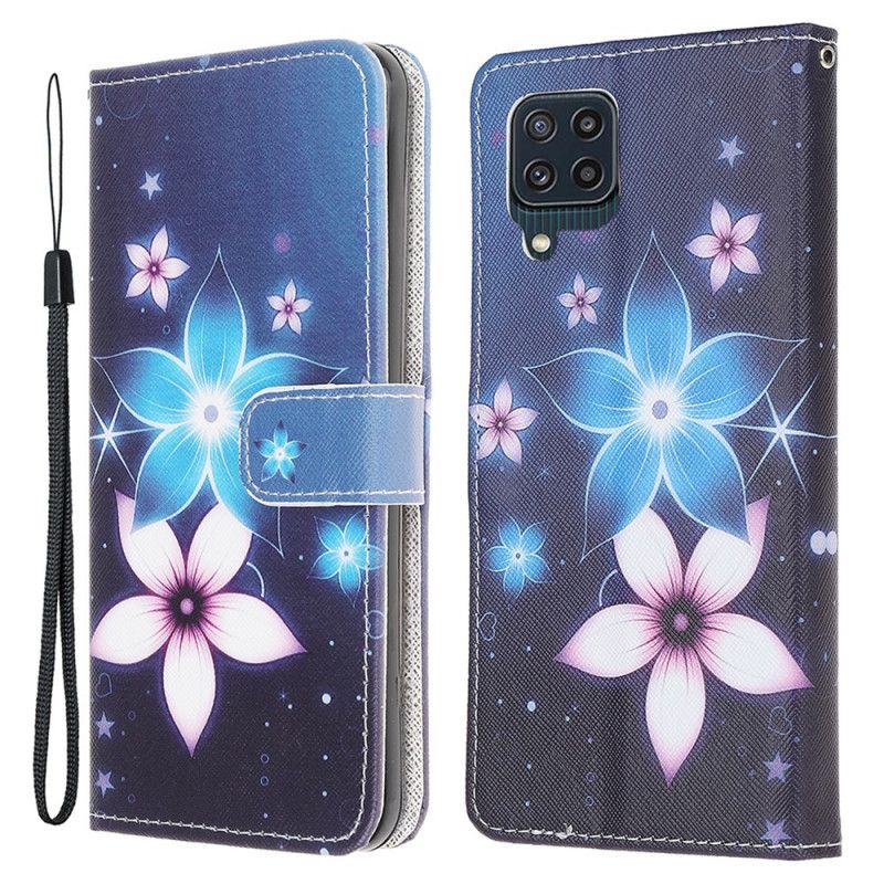 Flip Cover Samsung Galaxy M32 Med Snor Lunar Strap Blomster