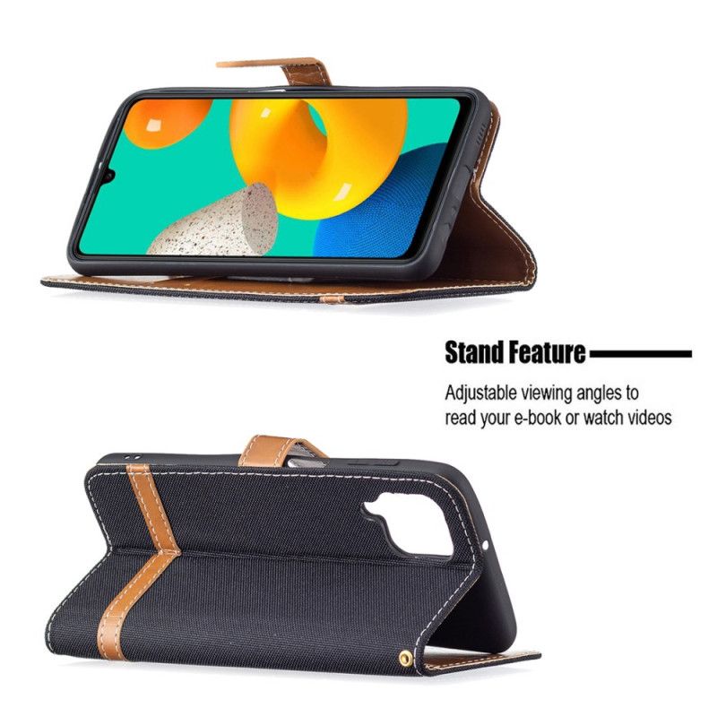 Flip Cover Samsung Galaxy M32 Med Snor Strop I Stof Og Læderlook