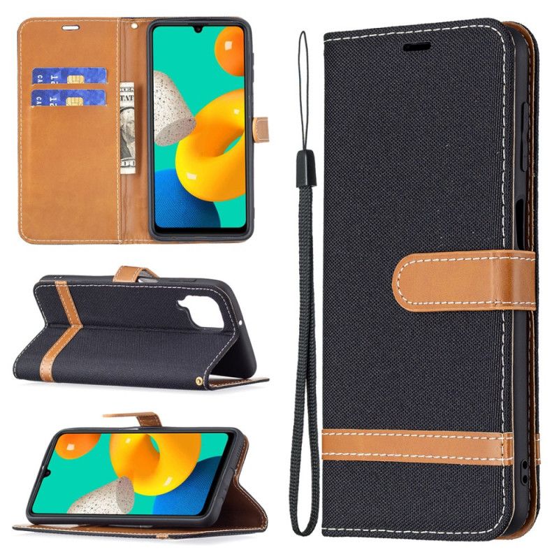 Flip Cover Samsung Galaxy M32 Med Snor Strop I Stof Og Læderlook