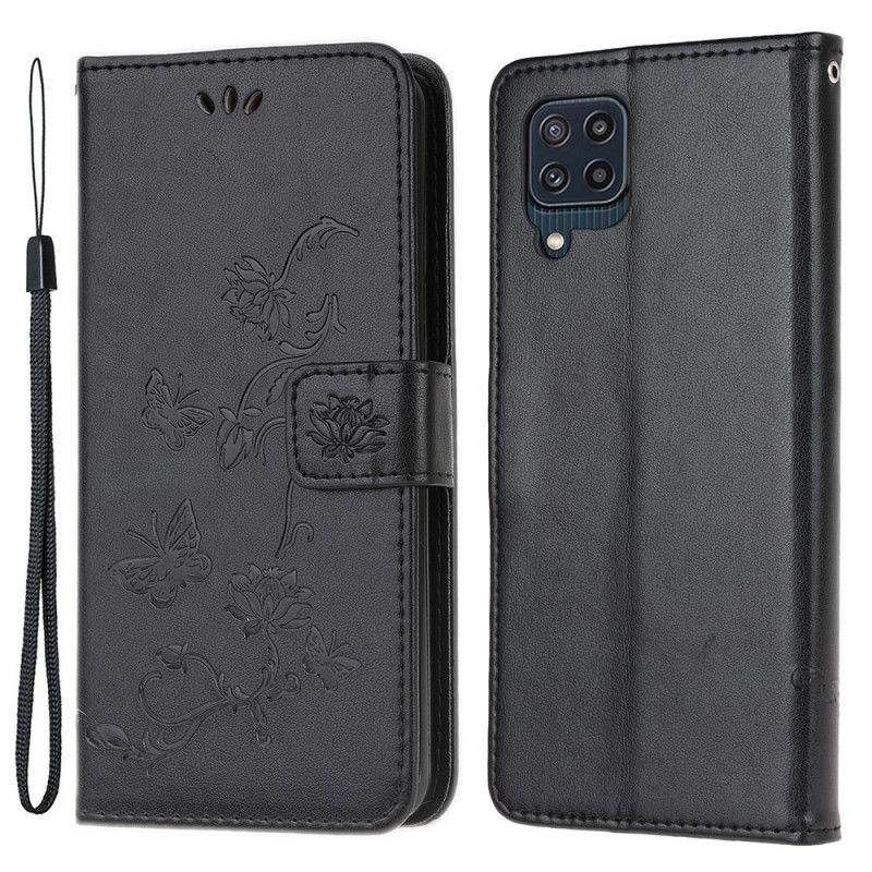 Flip Cover Samsung Galaxy M32 Med Snor Thong Blomster