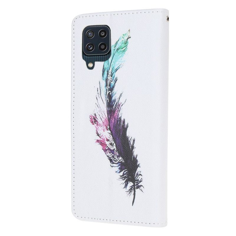 Flip Cover Samsung Galaxy M32 Med Snor Thong Fjer