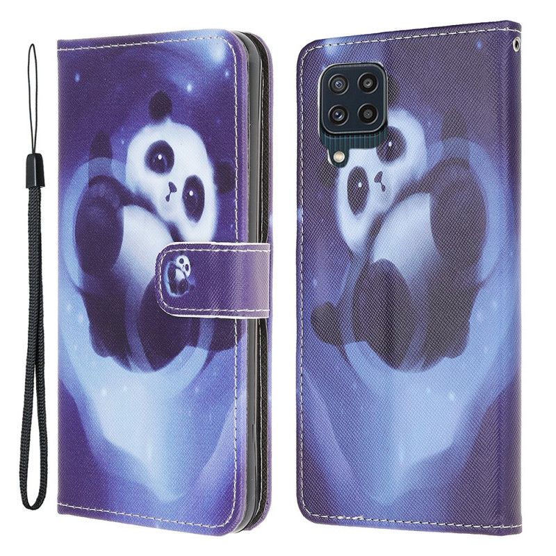 Flip Cover Samsung Galaxy M32 Med Snor Thong Space Panda