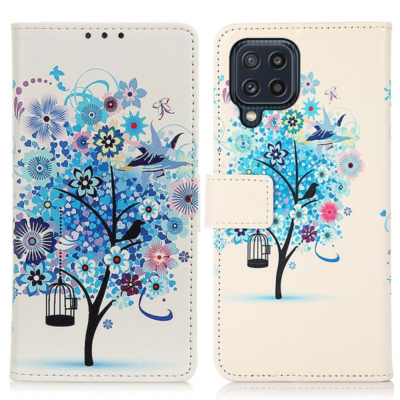 Læder Cover Samsung Galaxy M32 Blomstrende Træ