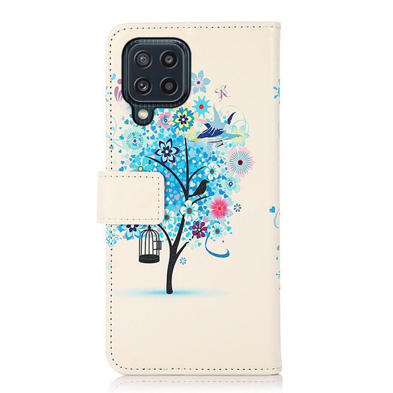 Læder Cover Samsung Galaxy M32 Blomstrende Træ