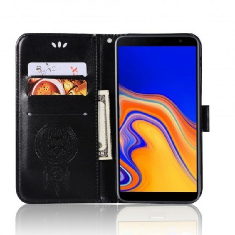 Læder Cover Samsung Galaxy J4 Plus Lædereffekt Drømmefangerugle