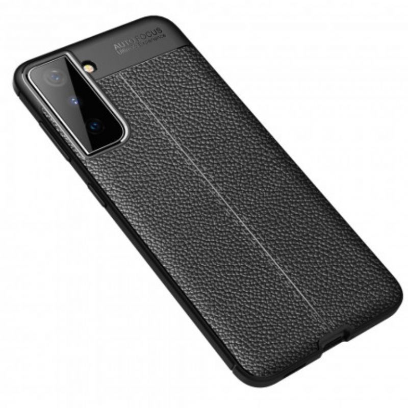 Cover Samsung Galaxy S21 Plus 5G Dobbelt Linje Litchi Lædereffekt