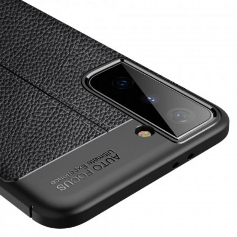 Cover Samsung Galaxy S21 Plus 5G Dobbelt Linje Litchi Lædereffekt