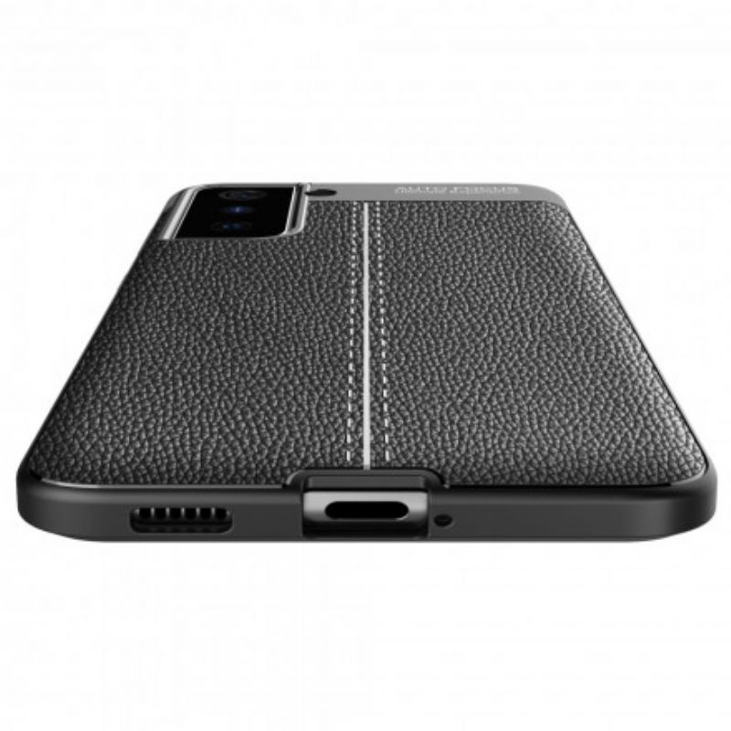 Cover Samsung Galaxy S21 Plus 5G Dobbelt Linje Litchi Lædereffekt