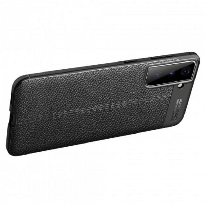 Cover Samsung Galaxy S21 Plus 5G Dobbelt Linje Litchi Lædereffekt