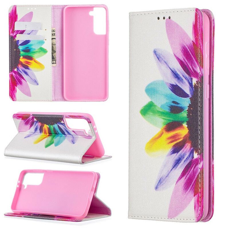 Cover Samsung Galaxy S21 Plus 5G Flip Cover Akvarelblomst