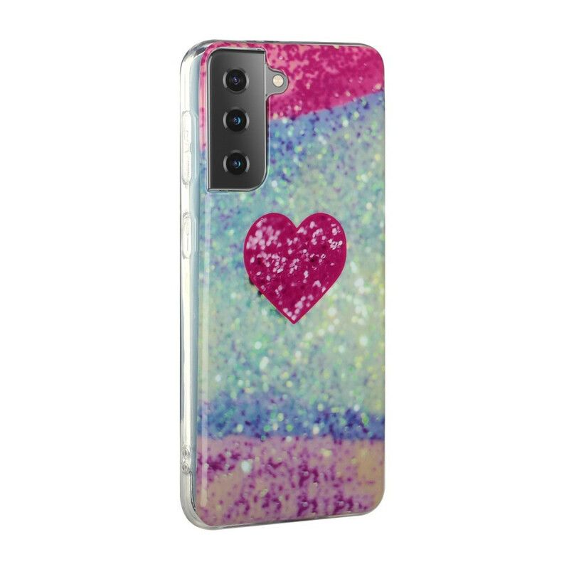 Cover Samsung Galaxy S21 Plus 5G Glitterhjerte