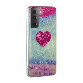 Cover Samsung Galaxy S21 Plus 5G Glitterhjerte