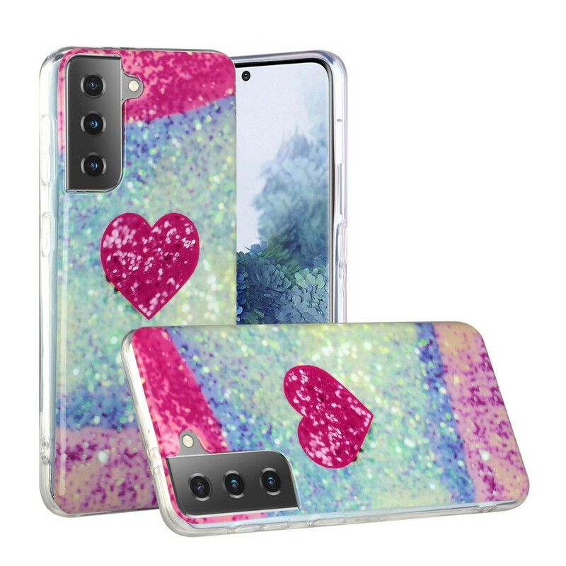 Cover Samsung Galaxy S21 Plus 5G Glitterhjerte