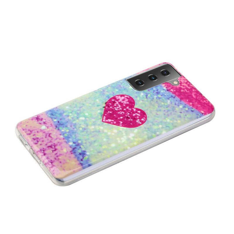 Cover Samsung Galaxy S21 Plus 5G Glitterhjerte