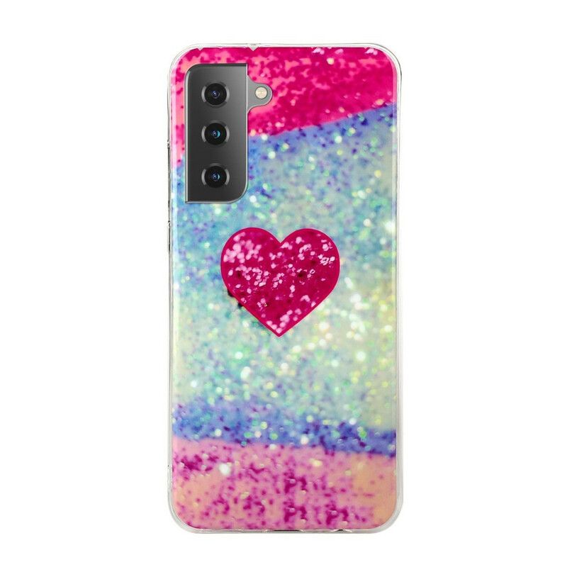 Cover Samsung Galaxy S21 Plus 5G Glitterhjerte