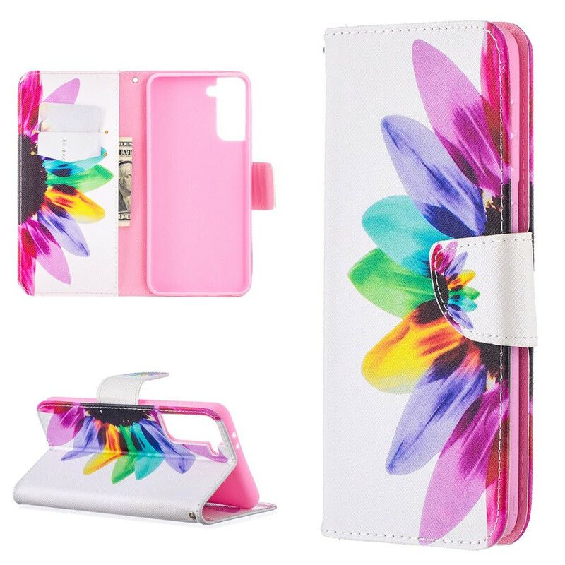 Flip Cover Samsung Galaxy S21 Plus 5G Akvarelblomst