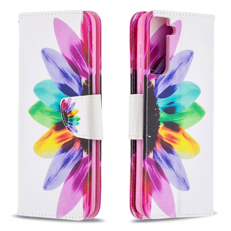 Flip Cover Samsung Galaxy S21 Plus 5G Akvarelblomst