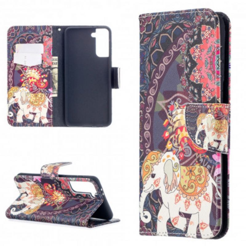 Flip Cover Samsung Galaxy S21 Plus 5G Etnisk Elefantmandala