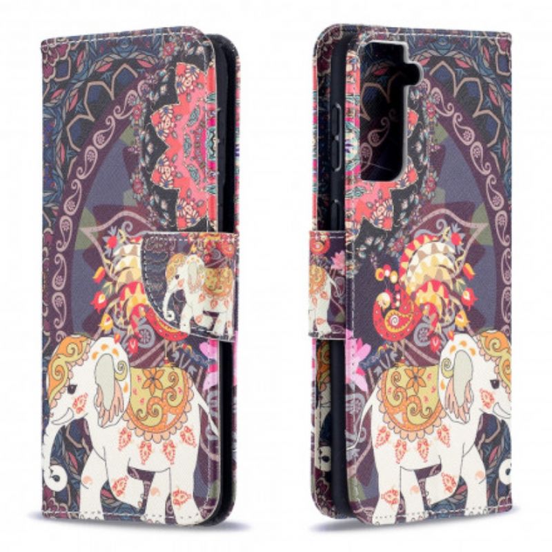 Flip Cover Samsung Galaxy S21 Plus 5G Etnisk Elefantmandala