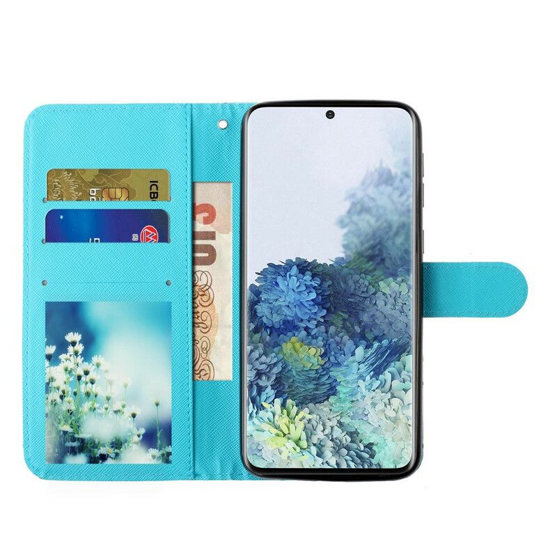 Flip Cover Samsung Galaxy S21 Plus 5G Lette Pletsommerfugle Med Snor