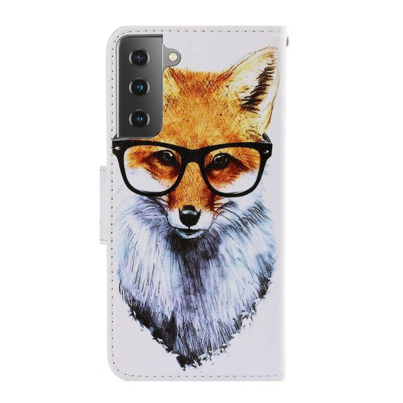 Flip Cover Samsung Galaxy S21 Plus 5G Med Snor Smart Fox Med Rem