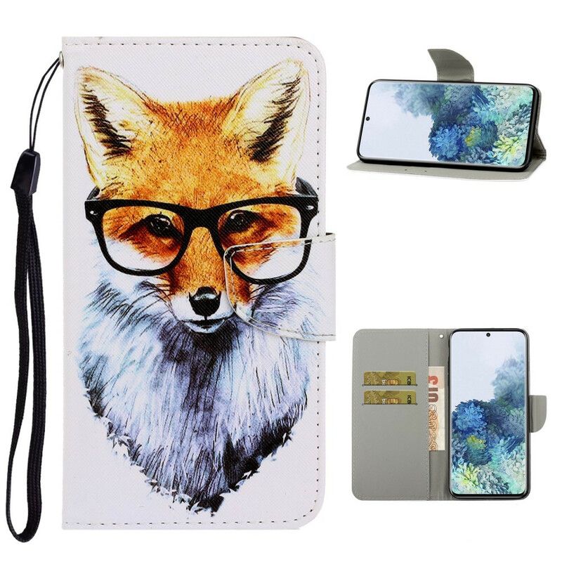 Flip Cover Samsung Galaxy S21 Plus 5G Med Snor Smart Fox Med Rem