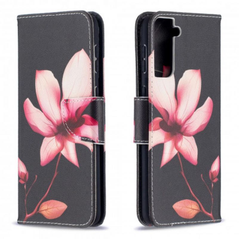 Flip Cover Samsung Galaxy S21 Plus 5G Pink Blomst