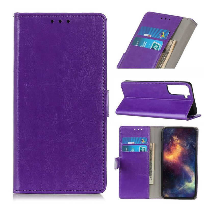 Flip Cover Samsung Galaxy S21 Plus 5G Slank Skinnende Lædereffekt