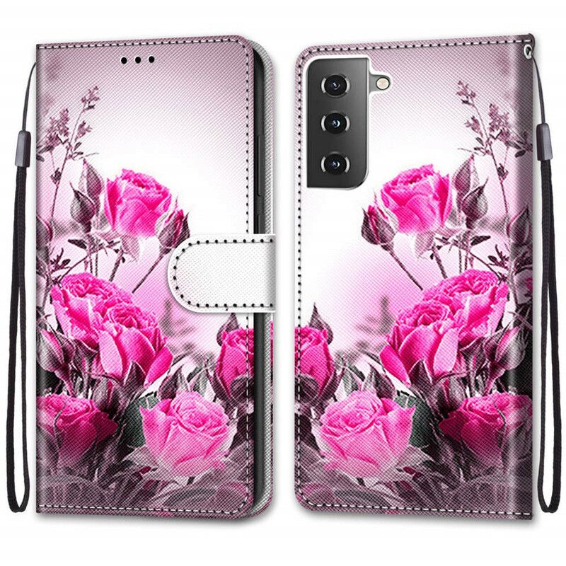 Læder Cover Samsung Galaxy S21 Plus 5G Trylleblomster