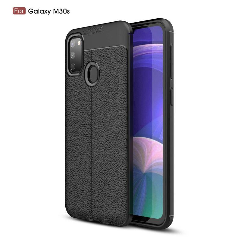 Cover Samsung Galaxy M21 Dobbelt Linje Litchi Lædereffekt