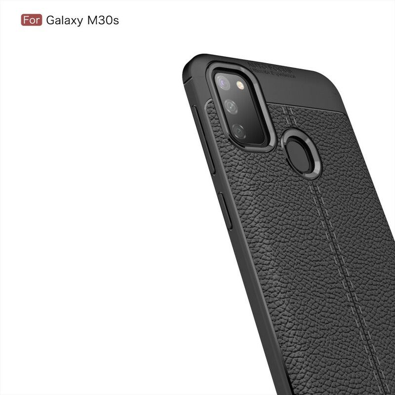 Cover Samsung Galaxy M21 Dobbelt Linje Litchi Lædereffekt