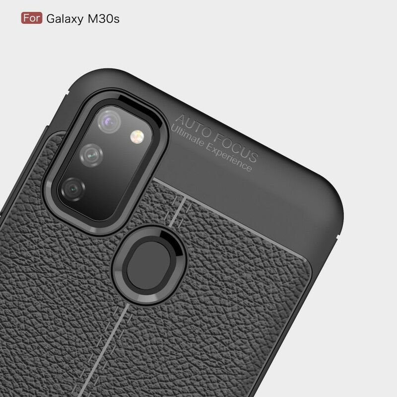 Cover Samsung Galaxy M21 Dobbelt Linje Litchi Lædereffekt