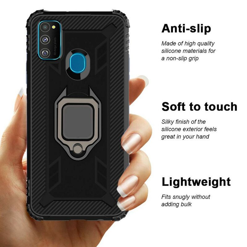 Cover Samsung Galaxy M21 Ring Og Kulfiber