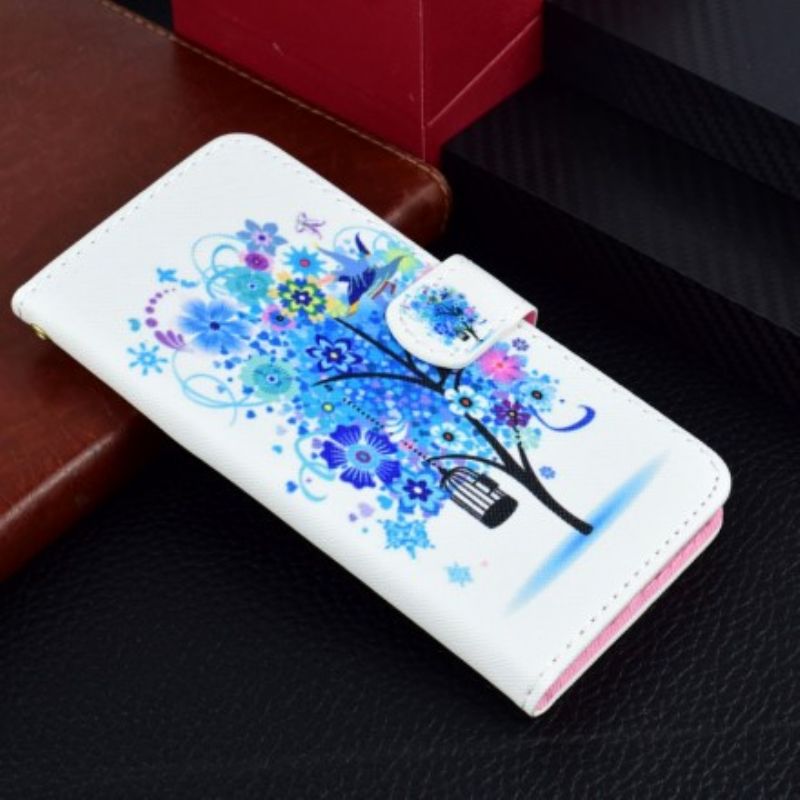 Flip Cover Huawei Y5 2018 Blomstrende Blåt Træ