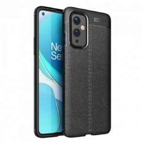 Cover OnePlus 9 Dobbelt Linje Litchi Lædereffekt