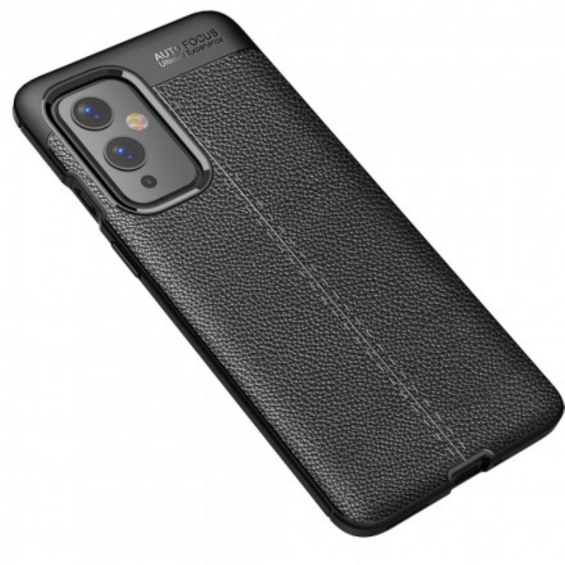 Cover OnePlus 9 Dobbelt Linje Litchi Lædereffekt