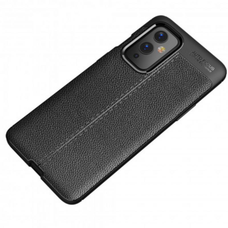 Cover OnePlus 9 Dobbelt Linje Litchi Lædereffekt