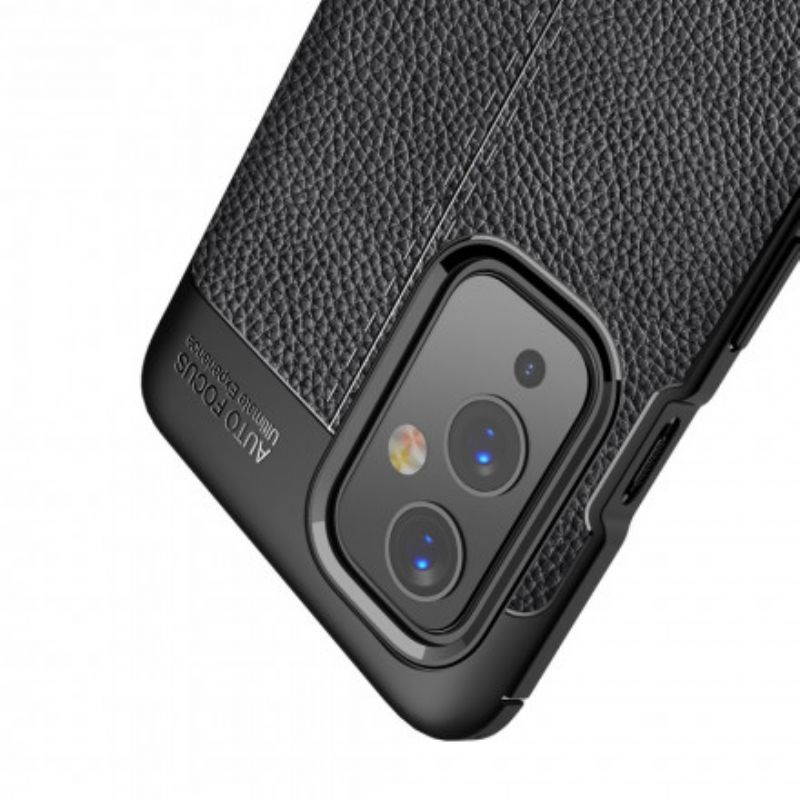 Cover OnePlus 9 Dobbelt Linje Litchi Lædereffekt