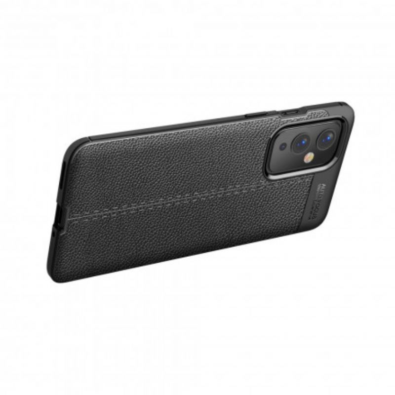 Cover OnePlus 9 Dobbelt Linje Litchi Lædereffekt