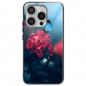 Cover iPhone 16 Pro Blomster Og Sommerfugl Af Hærdet Glas