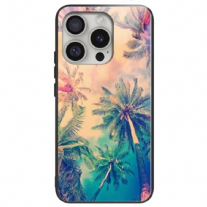 Cover iPhone 16 Pro Telefon Etui Palme Af Hærdet Glas