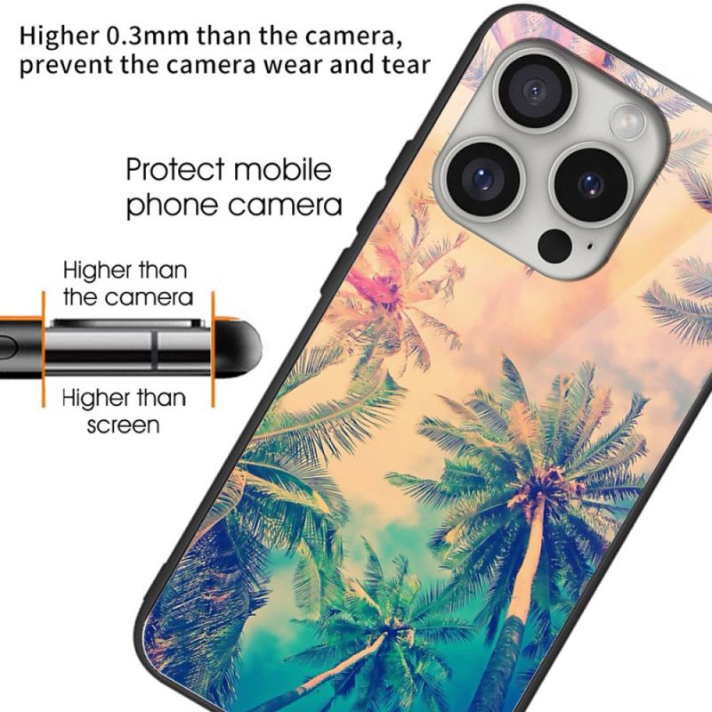 Cover iPhone 16 Pro Telefon Etui Palme Af Hærdet Glas