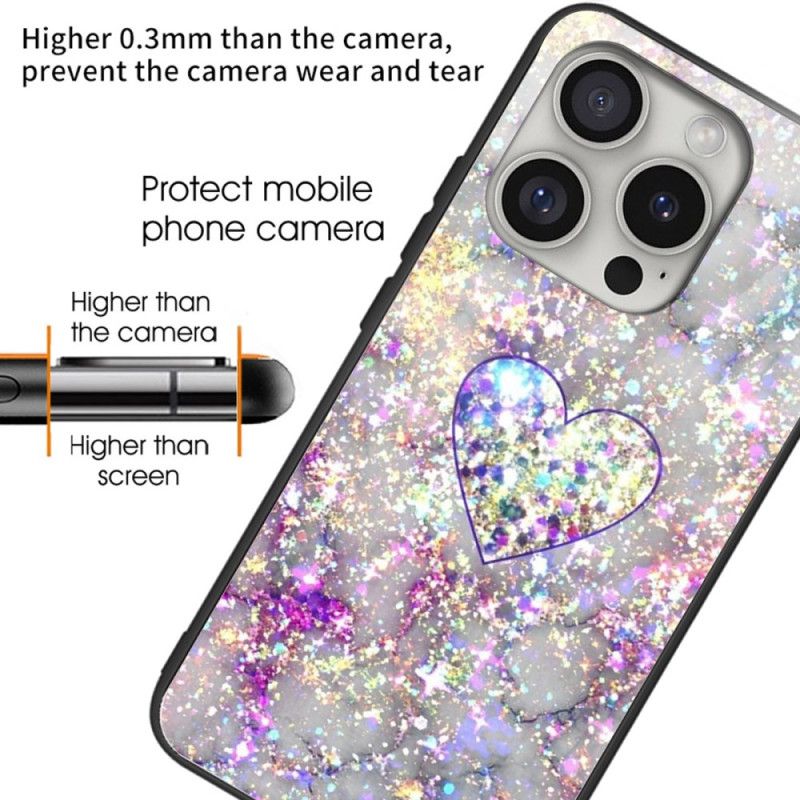 Cover Til iPhone 16 Pro Glanshjerte Hærdet Glas