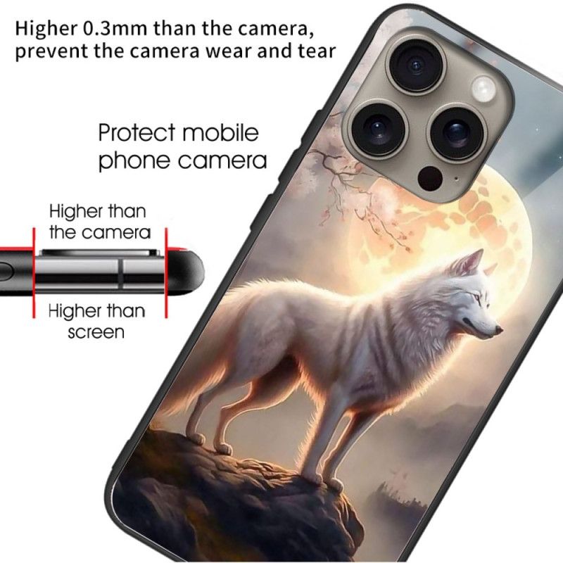 Cover Til iPhone 16 Pro Moonlight Wolf Hærdet Glas