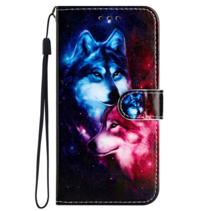 Flip Cover iPhone 16 Pro Lanyard Wolves