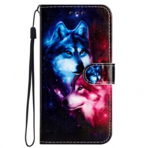 Flip Cover iPhone 16 Pro Lanyard Wolves