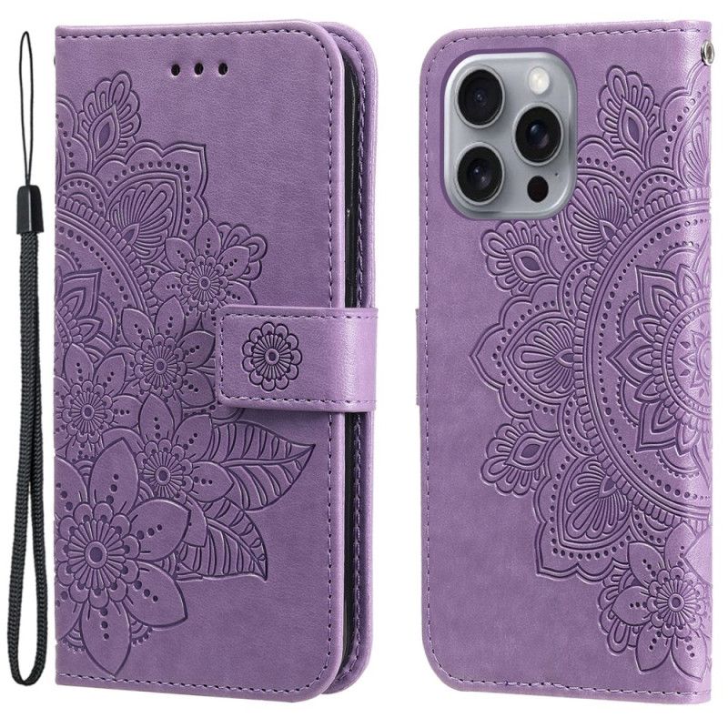 Flip Cover iPhone 16 Pro Mandala Print Med Rem